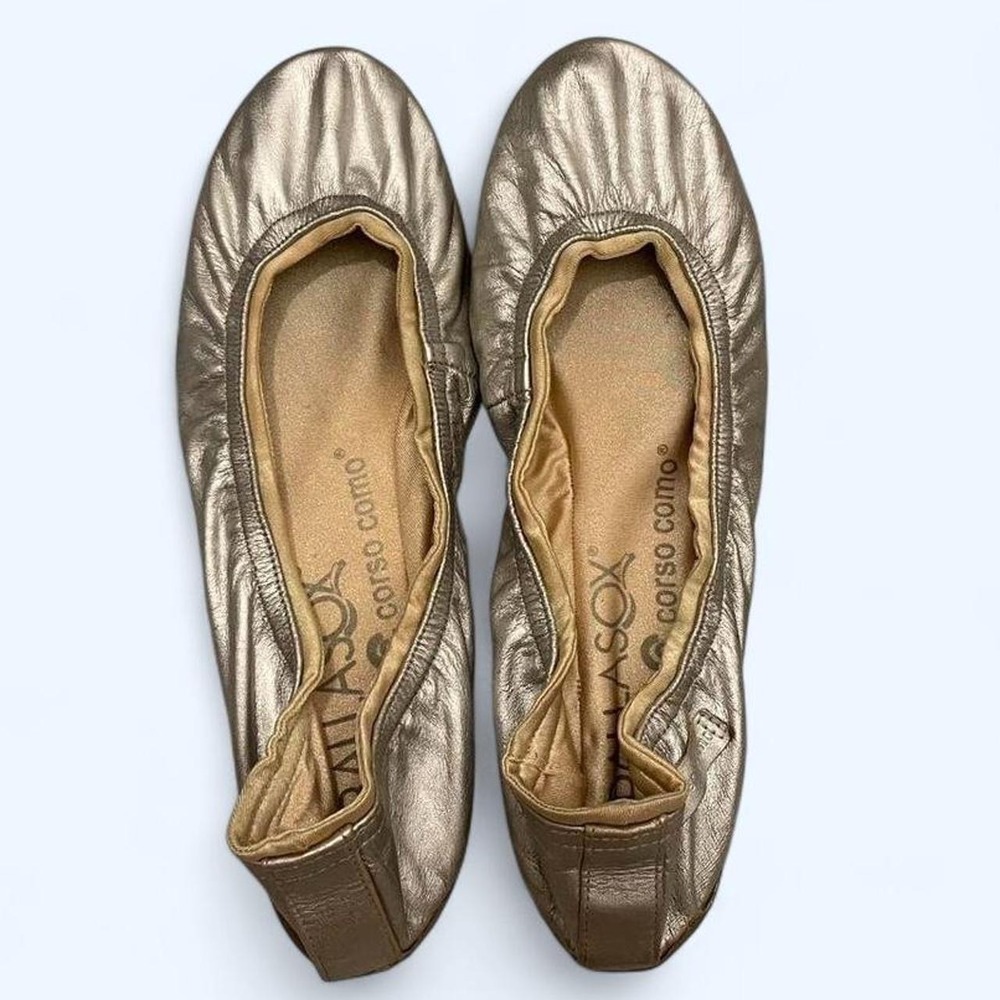 Silver metallic leather ballet flats size 10 Ballasox by Corso Como
